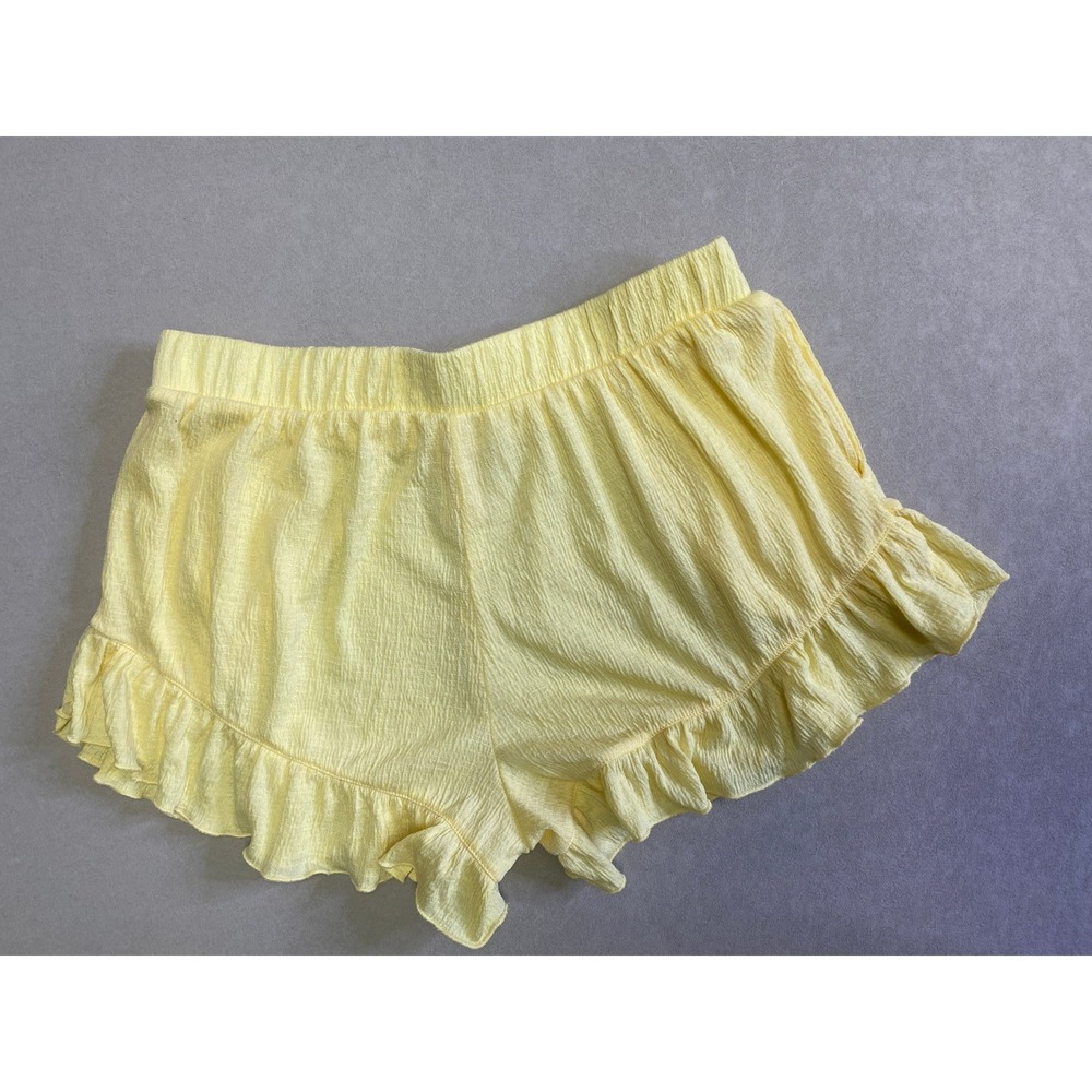 Secret Treasures Women Yellow Crinkle Ruffle Pajama Shorts Size M 8-10 Lounge
